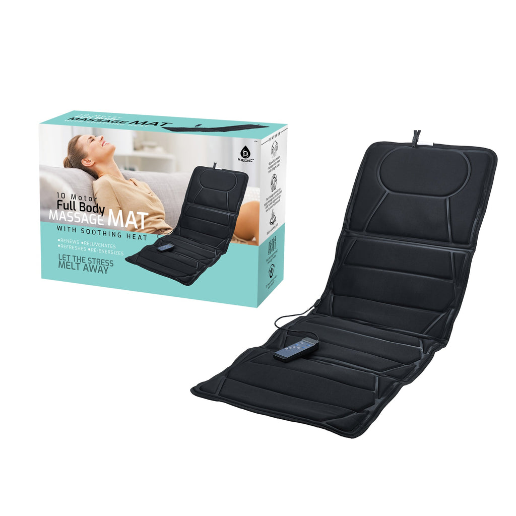 Pursonic Full-Body Massage Mat with Heat 2 pack – Multi-Zone Vibration Relief for Back, Lumbar & Legs